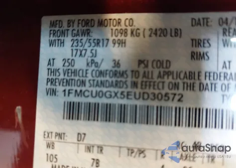 2014 Ford Escape Se from USA, damaged, VIN 1FMCU0GX5EUD30572